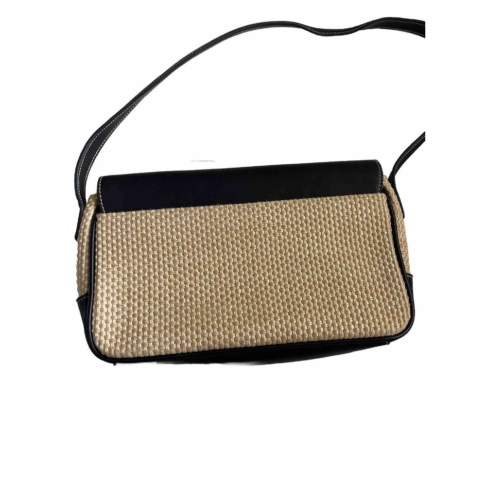 Amanda Smith Woven Weave Shoulder Bag Beach Purse Brown Pockets Leather - Picture 6 of 8